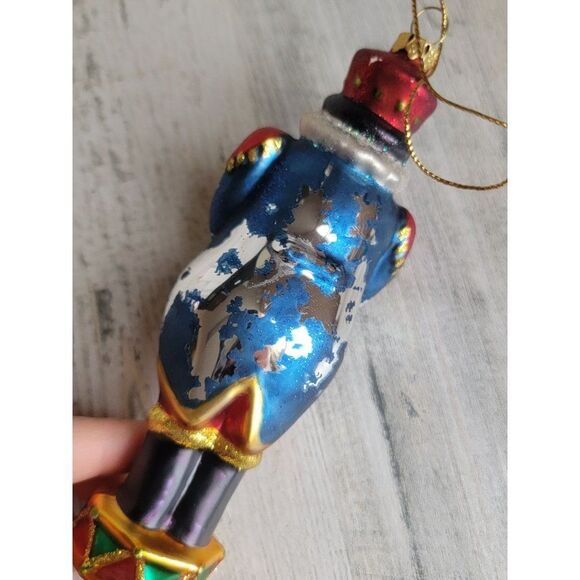 Blown glass AS IS Santa Claus Nutcracker tree glitter ornament Xmas - Picture 9 of 13